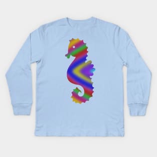 Rainbow Glow Seahorse Kids Long Sleeve T-Shirt